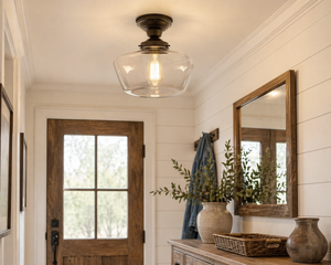 Large Clear Glass Schoolhouse Ceiling Light | 12" - The Lamp Goods