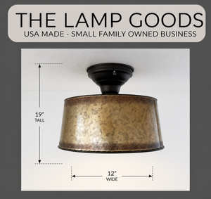 Copper-Edge Brass Toned Farm Drum Flush Mount | 12" Width - The Lamp Goods