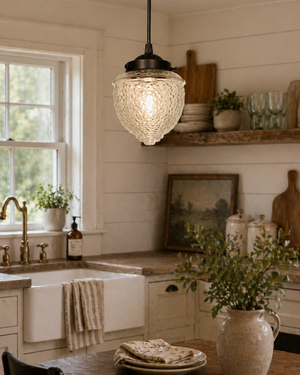 Antique Acorn Clear Glass Pendant Light | 5" - The Lamp Goods