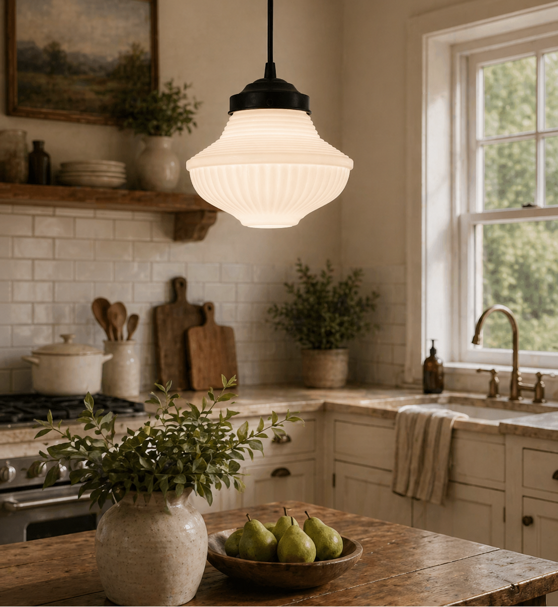 Milk Glass Pendant Light | Traditional - The Lamp Goods