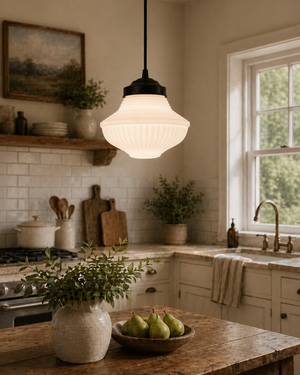 Vintage Traditional Milk Glass Pendant Light | 8.25" - The Lamp Goods