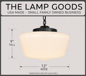 Large Antique Milk Glass Schoolhouse Pendant Light | 12"