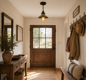 Rustic Industrial Farmhouse Ceiling Light | 8.5"W | Metal Flush Mount