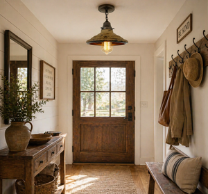 Rustic Industrial Farmhouse Ceiling Light | 7" Metal Flush Mount - The Lamp Goods