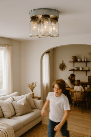 Farmhouse Mason Jar Quartet Flush Mount