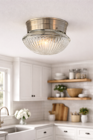 Vintage Clear Holophane Dome Ceiling Light