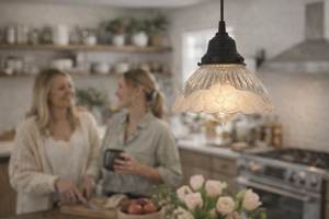 Holophane Floral Pressed 1960's Pendant
