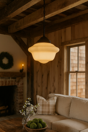 Vintage Bell Milk Glass Pendant