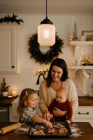 Vintage Diamond-Pattern Square Glass Pendant Light