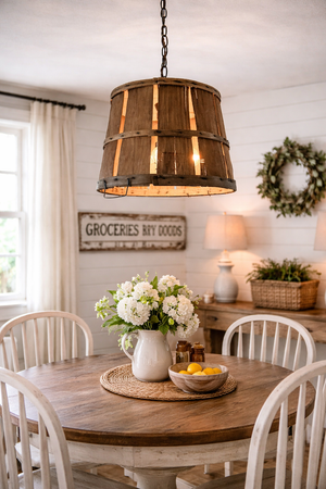 Salvaged Orchard Basket Pendant Light