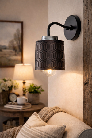 Petite Industrial Hexline Metal Wall Sconce - The Lamp Goods