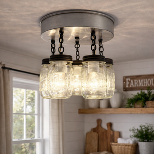 Country Line Mason Jar Chandelier – Five Light