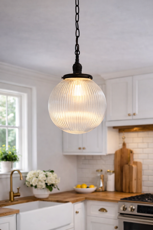 Vintage Holophane Ball Pendant Light - The Lamp Goods