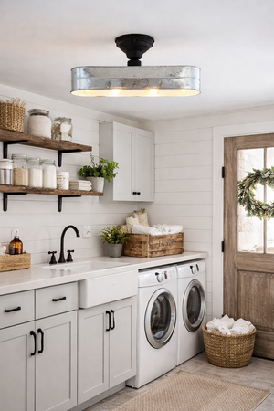 Modern Farmhouse Galvanized Metal Ceiling Light