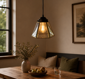 Handcrafted smoked glass pendant light by The Lamp Goods