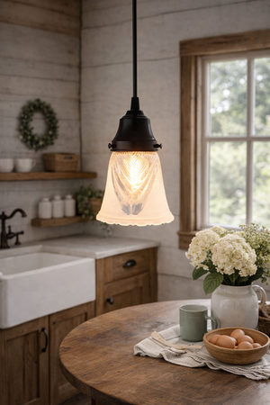 Clear Leaf and Frost Pendant Light - The Lamp Goods