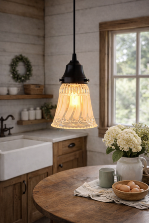 Vintage Beaded Swirl Ribbon Pendant Light - The Lamp Goods