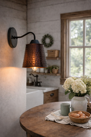 Rustic Hammered Copper Wall Sconce - The Lamp Goods