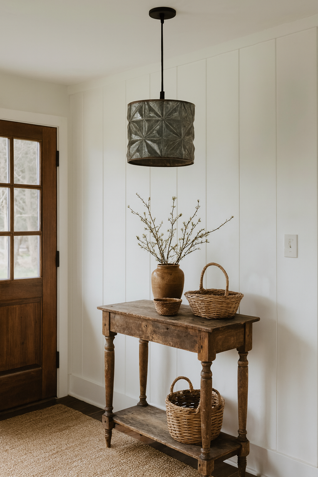 Rustic Galvanized Tin Starburst Drum Pendant Light