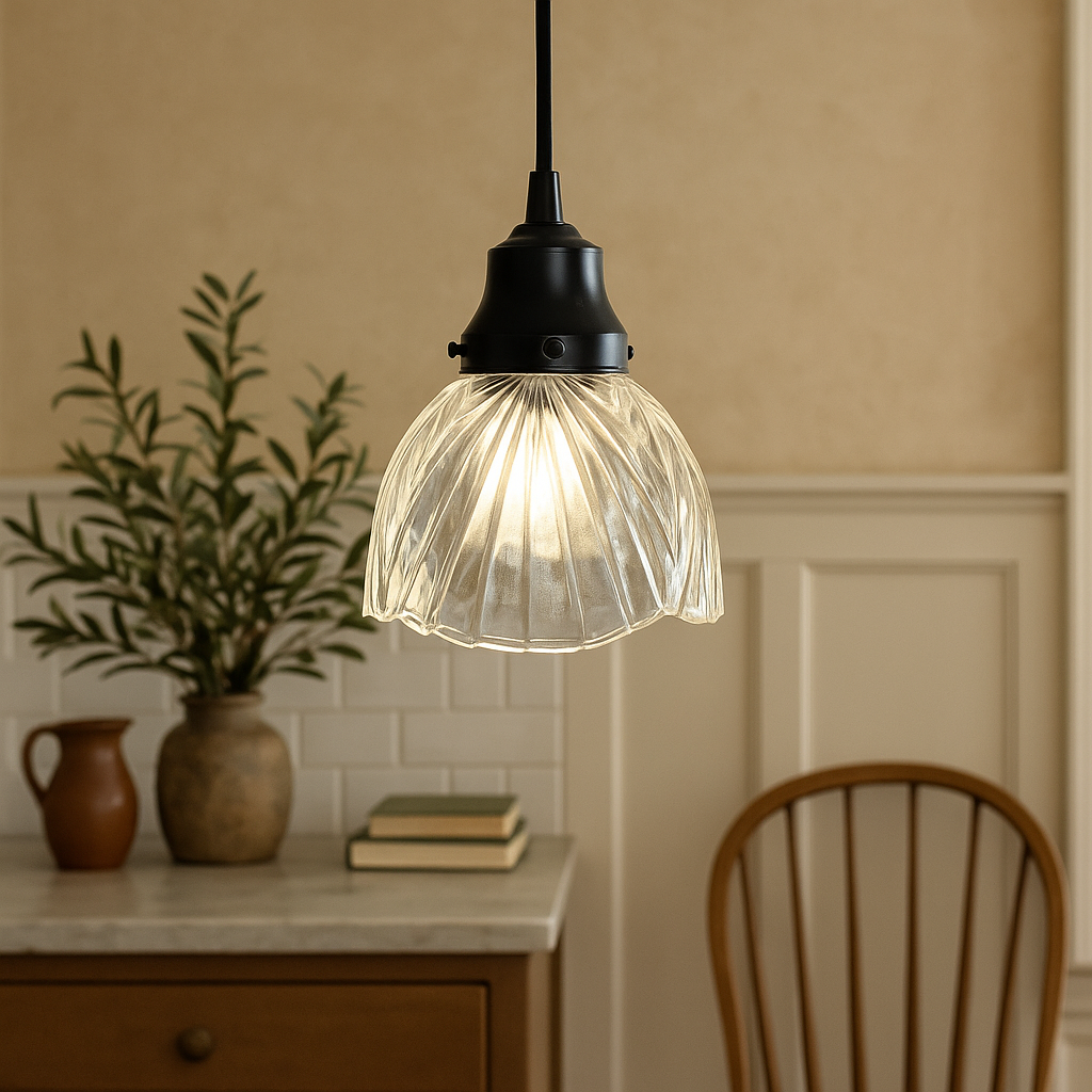 Clear Fan Ribbed Heavy Pressed Sunburst