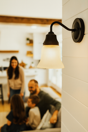 Frosted Bell-Shaped Holophane Glass Wall Sconce
