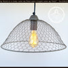 Chicken Wire Farmhouse Pendant Light from The Lamp Goods: Rustic metal shade, Edison bulb.
