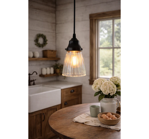 Classic Clear Ribbed Glass Pendant Light - The Lamp Goods