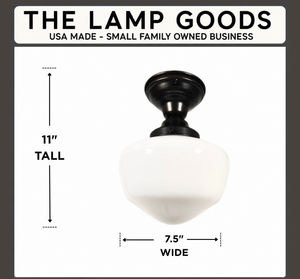 Classic Schoolhouse Milk Glass |7.5"| CEILING LIGHT