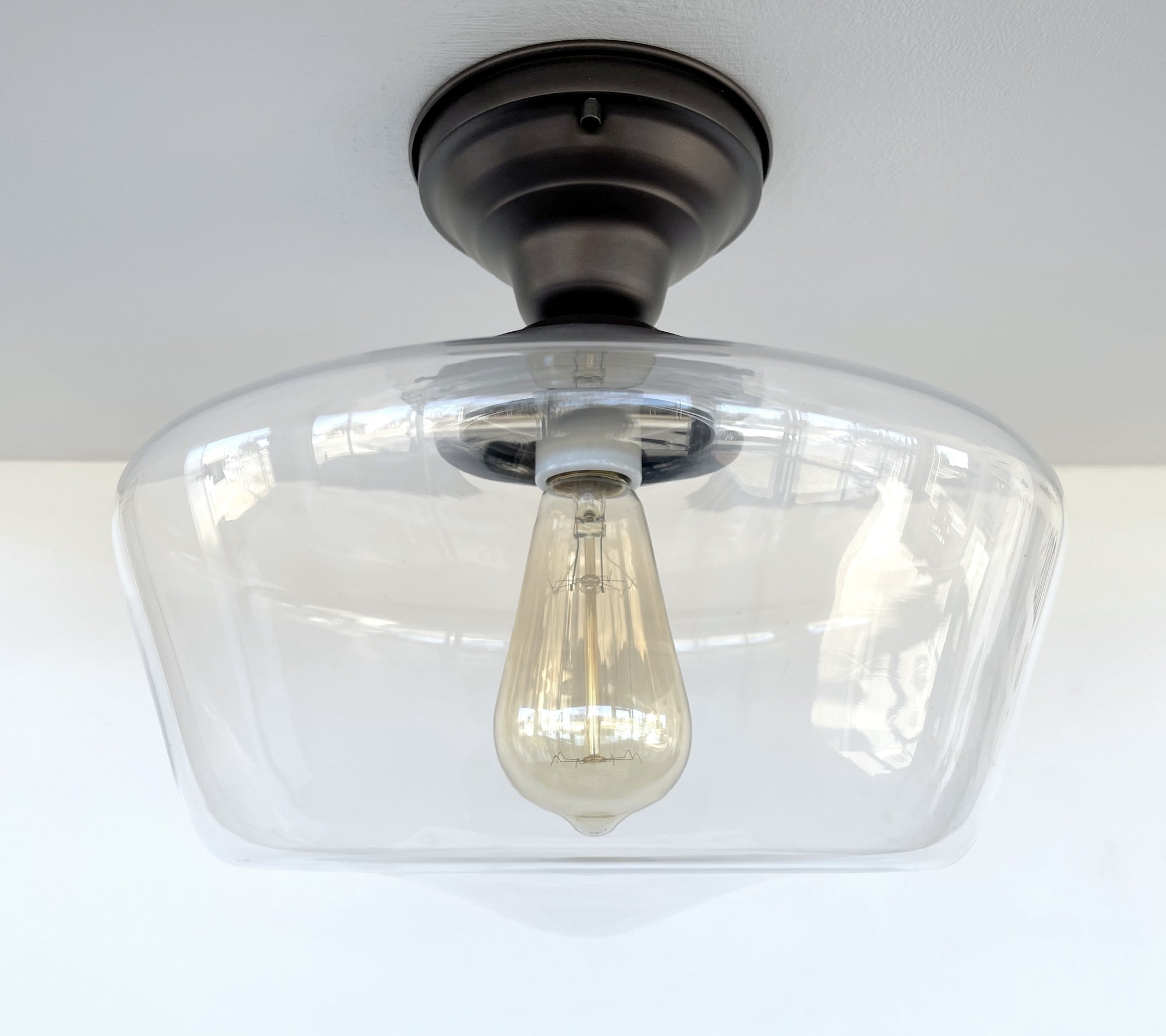 Large Schoolhouse Clear Glass Ceiling Light