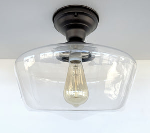 Large Schoolhouse Clear Glass Ceiling Light