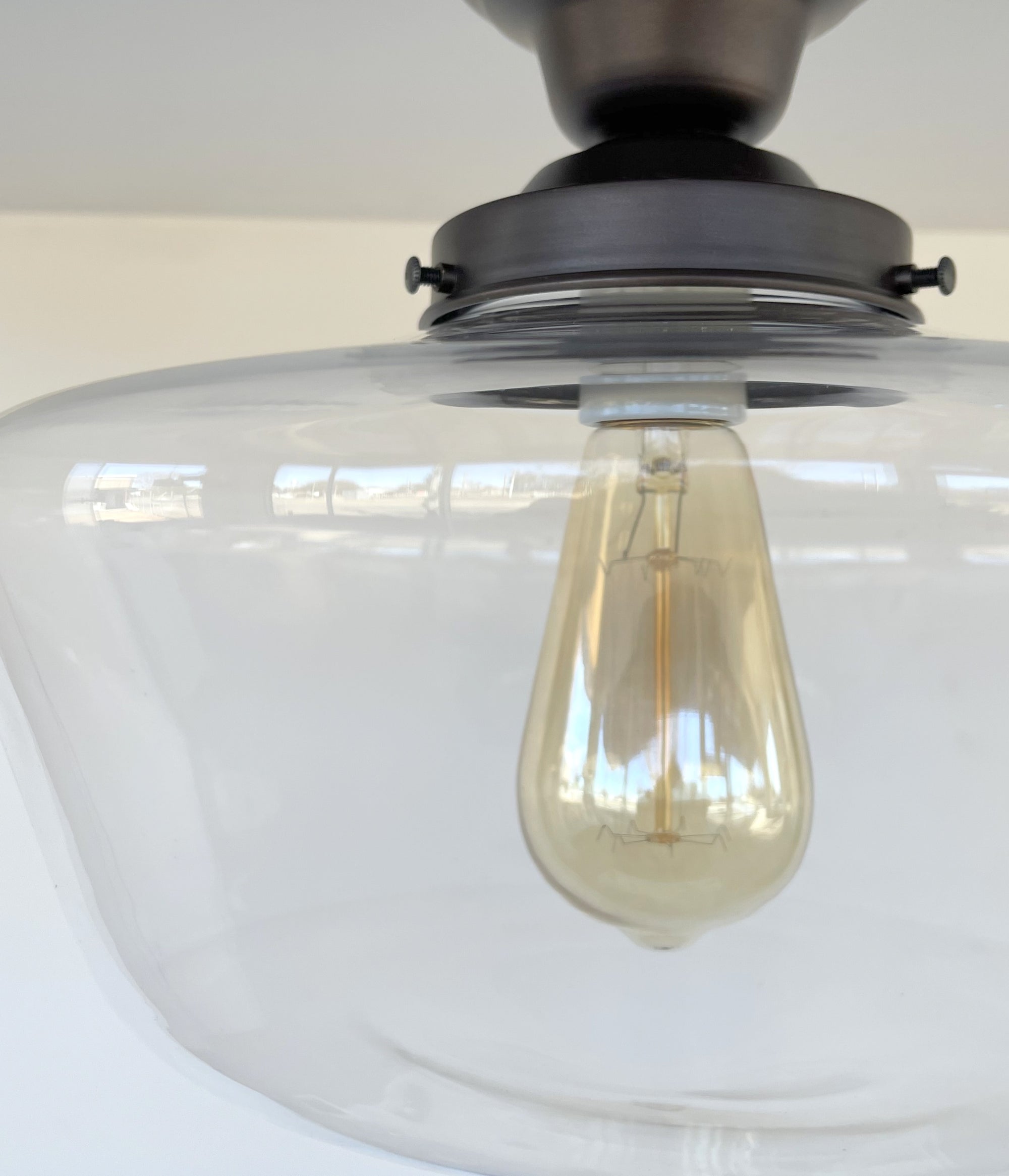 Large Schoolhouse Clear Glass Ceiling Light