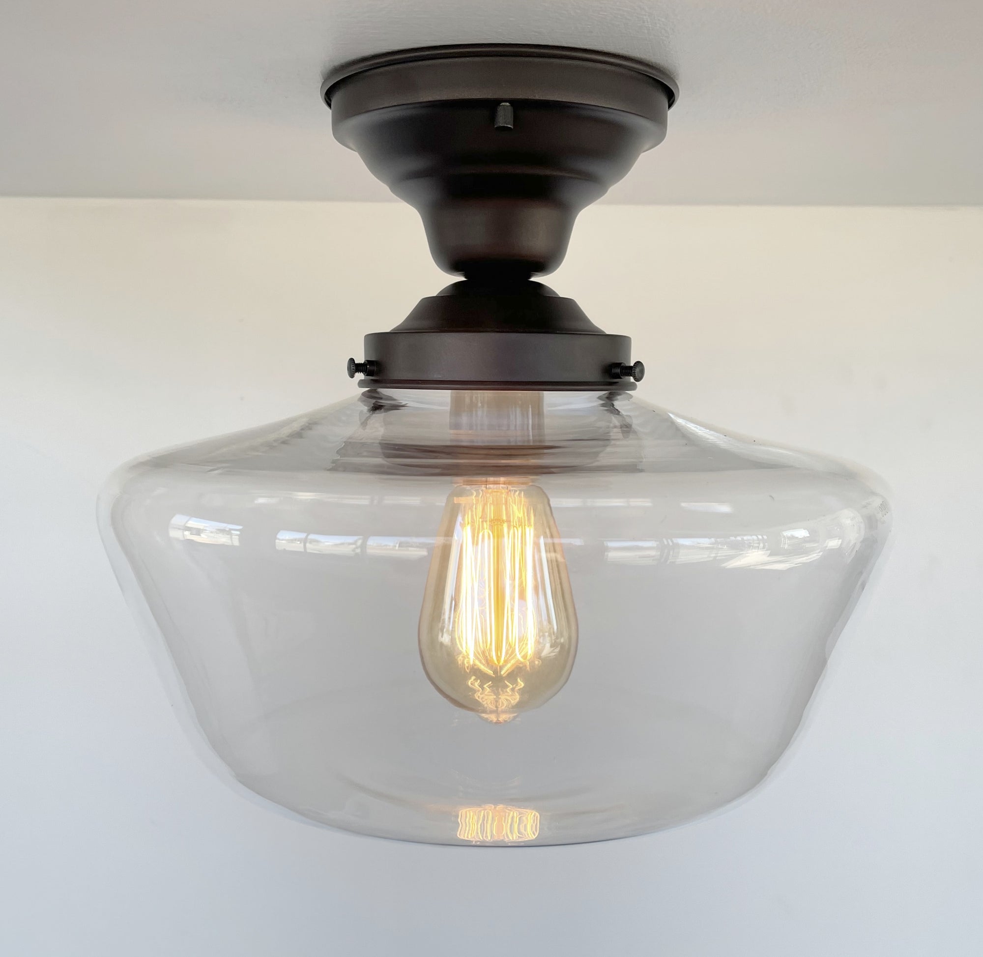 Large Schoolhouse Clear Glass Ceiling Light