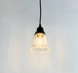 Clear Wide Holophane Rib Scalloped Pendant