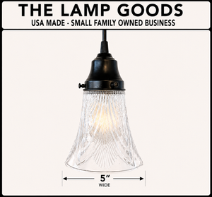 Clear Draped Chevron Single Glass Pendant