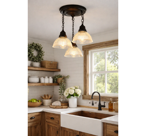 Clear Factory Holophane Ceiling Light Trio - The Lamp Goods