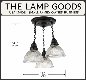 Clear Factory Holophane Ceiling Light Trio - The Lamp Goods