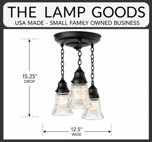 Clear Holophane Bell Ceiling Light Trio - The Lamp Goods