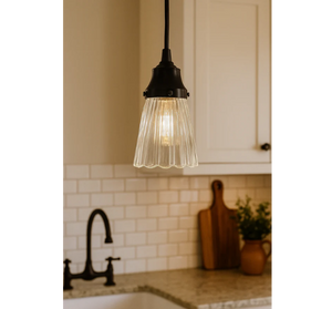 Clear Ribbed Cathedral Scallop Pendant Light