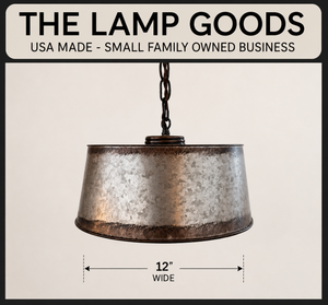 Copper-Edge Galvanized Farm Drum Pendant Light - The Lamp Goods