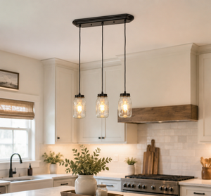 Mason Jar New Quart CHANDELIER Pendant Trio Rectangular
