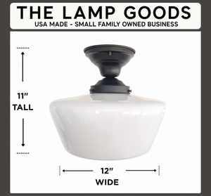 Large Urban Schoolhouse Milk Glass |12"| Ceiling Light