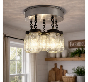 Country Line Mason Jar Chandelier – Five Light - The Lamp Goods