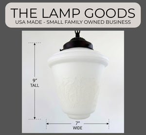 Etched Floral Scrollwork Vintage Glass Pendant | 7" - The Lamp Goods