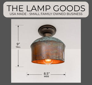 Handcrafted Copper Farmhouse Ceiling Light | 8.5" Flush Mount - The Lamp Goods