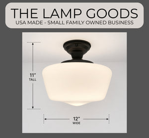 Large Milk Glass Schoolhouse Ceiling Light | 12" - The Lamp Goods