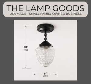 Antique Acorn Glass Ceiling Light with Chain | 6″ - The Lamp Goods