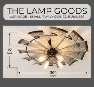 Farmhouse Windmill STATIONARY Ceiling Light | 30" Flush Mount - The Lamp Goods