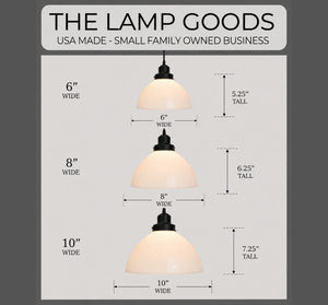 Authentic Antique Milk Glass Pendant Light | 6", 8" and 10" - The Lamp Goods