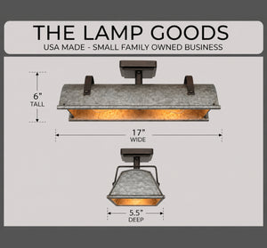 Galvanized Metal Farmhouse Ceiling Light | 17" Flush Mount - The Lamp Goods
