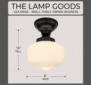 Modern Milk Glass Schoolhouse Ceiling Light | 8" - The Lamp Goods